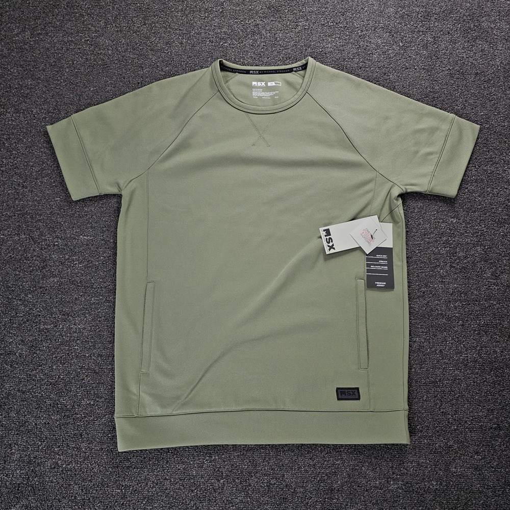 NEW MSX‎ Michael Strahan Sweatshirt Mens Medium Green Pullover Short Sleeve